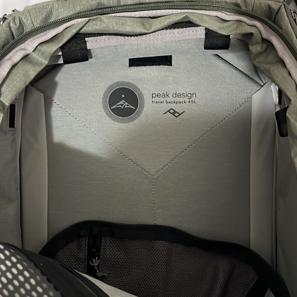 Peak design 45L travel backpack. Sage green. Used/Like new condition. - Picture 12 of 16